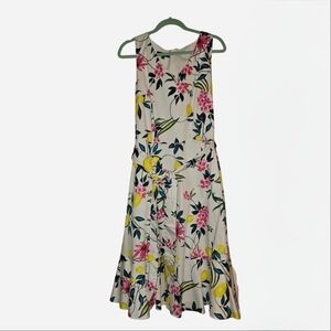 Talbots Floral & Lemon Midi Dress in Pink and Yellow